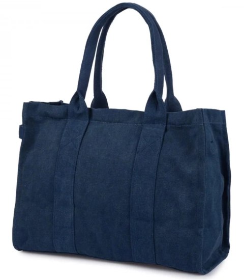 Duża torba shopperka jednokolorowa z napisem "My Bestbag" (Niebieski) Duża torba shopperka jednokolorowa z napisem "My Bestbag" (Niebieski)