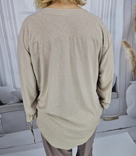 Elegancka koszula Tunika oversize Brokatowa Luźna Stylowa PENELOPA (Beżowy) 46/48 Elegancka koszula Tunika oversize Brokatowa Luźna Stylowa PENELOPA (Beżowy) 46/48
