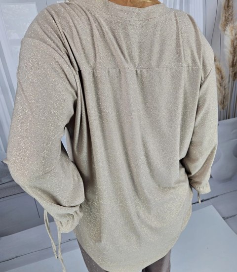 Elegancka koszula Tunika oversize Brokatowa Luźna Stylowa PENELOPA (Beżowy) 46/48 Elegancka koszula Tunika oversize Brokatowa Luźna Stylowa PENELOPA (Beżowy) 46/48