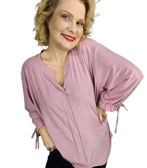Elegancka koszula Tunika oversize Brokatowa Luźna Stylowa PENELOPA (Różowy) 46/48 Elegancka koszula Tunika oversize Brokatowa Luźna Stylowa PENELOPA (Różowy) 46/48