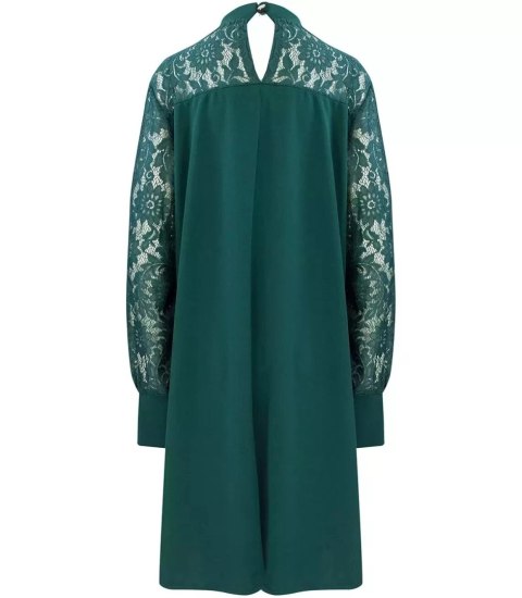 Sukienka Trapezowa Koronka Midi Damska Elegancka (Zielony) Sukienka Trapezowa Koronka Midi Damska Elegancka (Zielony)