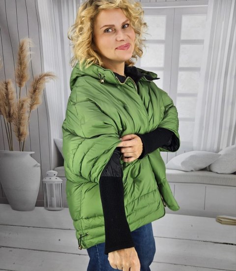 Damska ocieplana kurtka zimowa z kapturem i ściągaczem IRINA (Zielony) XL (42) Damska ocieplana kurtka zimowa z kapturem i ściągaczem IRINA (Zielony) XL (42)