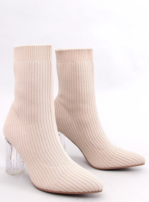 Botki skarpetkowe na przezroczystym obcasie DESTANI BEIGE - 39 Botki skarpetkowe na przezroczystym obcasie DESTANI BEIGE - 39