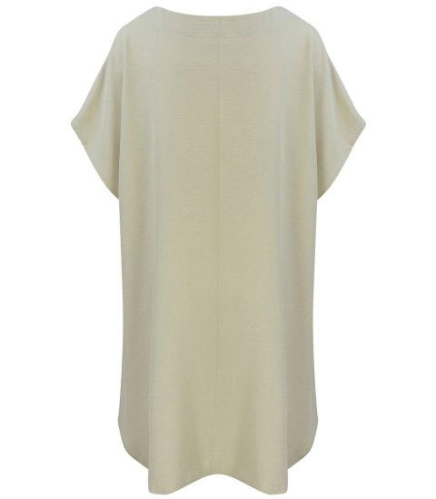 Gładka luźna wygodna sukienka tunika basic mini (Beżowy) 42 Gładka luźna wygodna sukienka tunika basic mini (Beżowy) 42