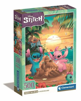 Clementoni Puzzle 500el Compact Stitch. Stitch i Angel na plaży 35547