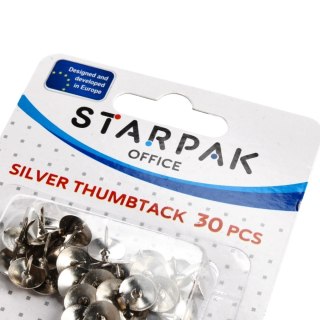 Pinezki metalowe srebrne 30szt blister. STARPAK