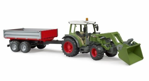 Traktor Fendt Vario 211 ładowaczem czołowym i srebrną przyczepą (02019) BRUDER 02182