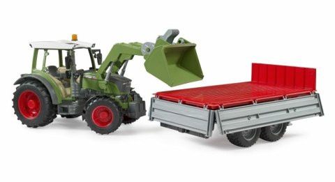 Traktor Fendt Vario 211 ładowaczem czołowym i srebrną przyczepą (02019) BRUDER 02182