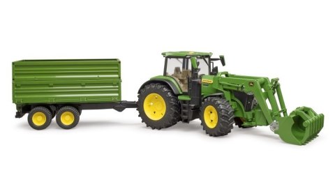 Traktor John Deere 7R 350 z ładowaczem czołowym i przyczepą 2-osiową 03155 BRUDER