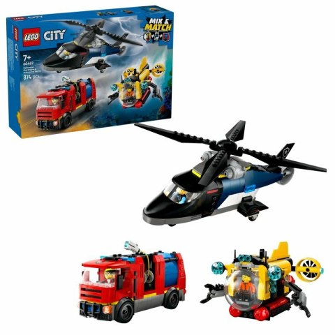 LEGO 60462 CITY Zestaw z helikopterem, wozem strażackim i łodzią podwodną p3