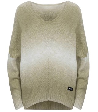 Ciepły damski sweter oversize piękny OMBRE (Beżowy)