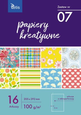 Papiery kreatywne A4 205x292mm 16 arkuszy zestaw nr 07 KB030-07