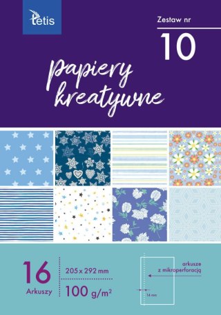 Papiery kreatywne A4 205x292mm 16 arkuszy zestaw nr 10 KB030-10