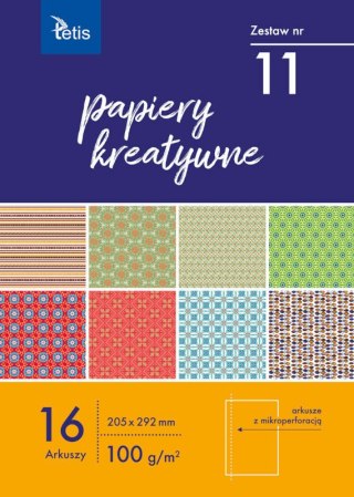 Papiery kreatywne A4 205x292mm 16 arkuszy zestaw nr 11 KB030-11