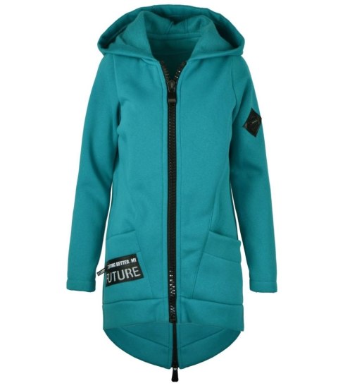 Długa bluza damska z kapturem parka gruba ciepła (Zielony) S (36) Długa bluza damska z kapturem parka gruba ciepła (Zielony) S (36)