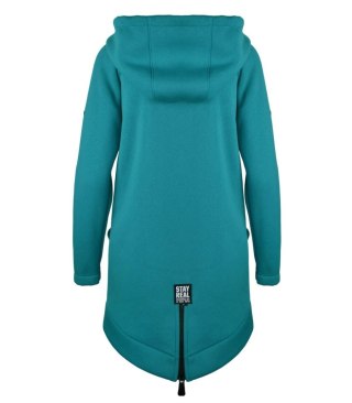 Długa bluza damska z kapturem parka gruba ciepła (Zielony) S (36)