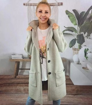 Dzianinowy płaszcz przejściowy kardigan sweter (Beżowy) M (38)