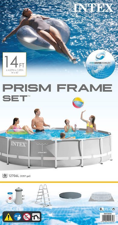 Basen stelażowy Prism Frame 427cmx107cm z pompką 12V 26720GN INTEX