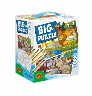 Big puzzle 3 zwierzęta afrykańskie i straż pożarna kredki gratis 2469 ALEXANDER p4