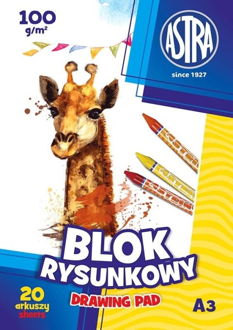 Blok rysunkowy A3 100g 20ark ASTRA p10, cena za 1 szt