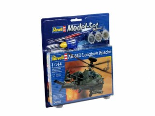 Model do sklejania 1:144 64046 Helikopter Apache AH-64D Revell +3 farbki, pędzelek, klej