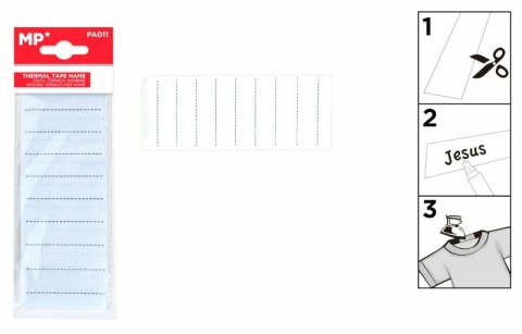 Etykiety-naprasowanki na ubrania 5,5x30cm MP