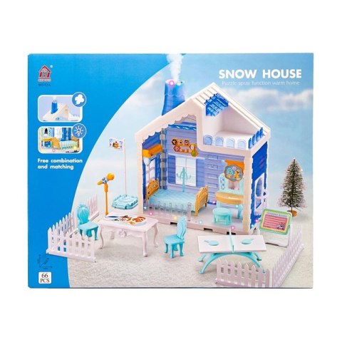 Domek dla lalek ze światłem i dymem Snow House 66el HC617374