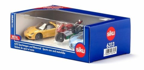 SIKU 6313 Zestaw auta sportowe + motocykl