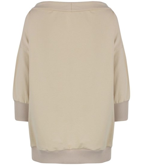 Bluza damska oversize z wiązaniem przy dekolcie GRETA (Beżowy)