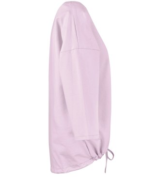 Cienka bawełniana bluza bluzka z wiązaniem na dole MOLANA (Różowy)