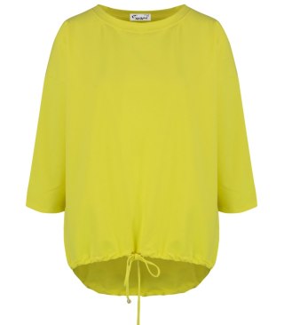 Cienka bawełniana bluza bluzka z wiązaniem na dole MOLANA (Żółty)