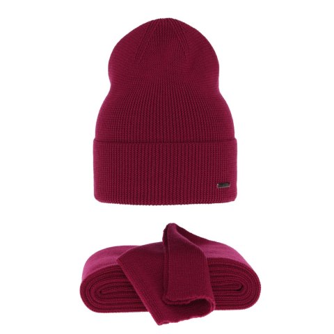 Czapka i szalik damski zimowy komplet, różowy, 100% wełniany merino Melpomena Czapka i szalik damski zimowy komplet, różowy, 100% wełniany merino Melpomena