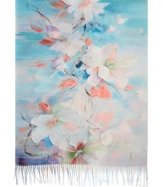 Stylowy szal szalik chusta wzór w kwiaty Elegancki 180x70 cm (Wielokolorowy)