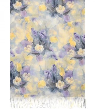Stylowy szal szalik chusta wzór w kwiaty Elegancki 180x70 cm (Wielokolorowy)