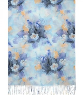 Stylowy szal szalik chusta wzór w kwiaty Elegancki 180x70 cm (Wielokolorowy)