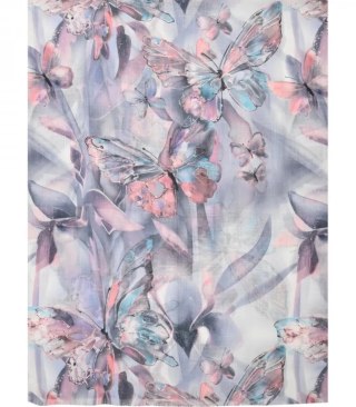 Stylowy szal szalik chusta wzór w motyle Elegancki 180x70 cm (Wielokolorowy)
