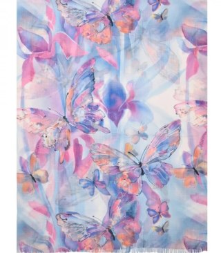 Stylowy szal szalik chusta wzór w motyle Elegancki 180x70 cm (Wielokolorowy)