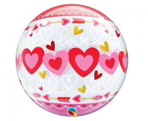 Balon foliowy 22 QL Bubble Poj. Love - Connected Hearts 24076