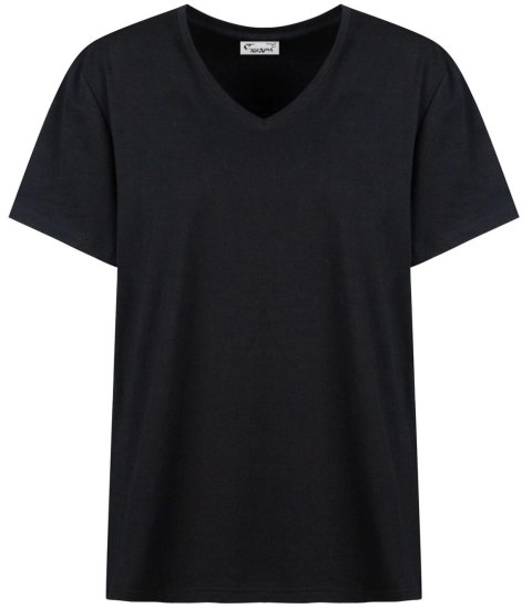 Bluzka koszulka t-shirt basic dekolt w serek ALDONA (Czarny) 2XL/3XL Bluzka koszulka t-shirt basic dekolt w serek ALDONA (Czarny) 2XL/3XL