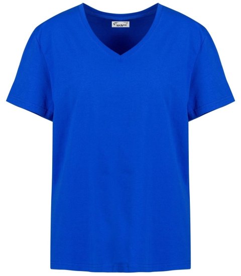 Bluzka koszulka t-shirt basic dekolt w serek ALDONA (Niebieski) 2XL/3XL Bluzka koszulka t-shirt basic dekolt w serek ALDONA (Niebieski) 2XL/3XL