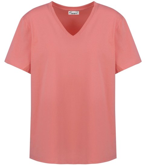 Bluzka koszulka t-shirt basic dekolt w serek ALDONA (Pomarańczowy) 2XL/3XL Bluzka koszulka t-shirt basic dekolt w serek ALDONA (Pomarańczowy) 2XL/3XL
