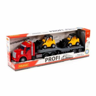 Polesie 77049 PROFI samochód z lawetą + walec Mini + ładowarka Mini