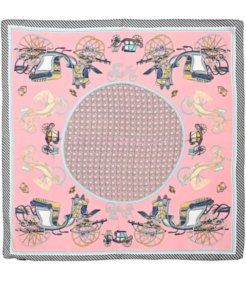 Stylowa chusta Elegancka Mix pięknych wzorów 70x70 cm (Różowy)