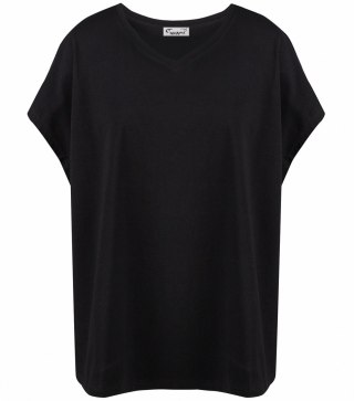 Bluzka koszulka t-shirt z dekoltem serek oversize Mela (Czarny) 2XL/3XL