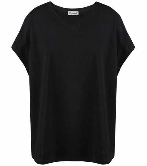 Bluzka koszulka t-shirt z dekoltem serek oversize Mela (Czarny) 2XL/3XL Bluzka koszulka t-shirt z dekoltem serek oversize Mela (Czarny) 2XL/3XL