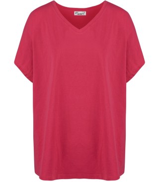 Bluzka koszulka t-shirt z dekoltem serek oversize Mela (Czerwony) 2XL/3XL