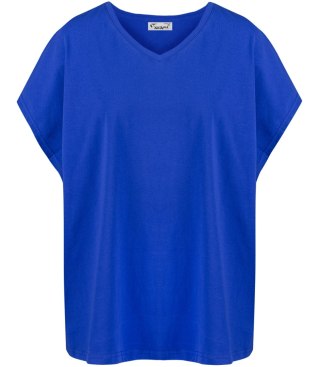 Bluzka koszulka t-shirt z dekoltem serek oversize Mela (Niebieski) 2XL/3XL