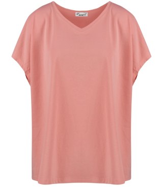Bluzka koszulka t-shirt z dekoltem serek oversize Mela (Pomarańczowy) 2XL/3XL