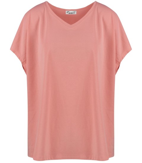 Bluzka koszulka t-shirt z dekoltem serek oversize Mela (Pomarańczowy) 2XL/3XL Bluzka koszulka t-shirt z dekoltem serek oversize Mela (Pomarańczowy) 2XL/3XL