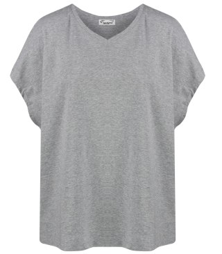Bluzka koszulka t-shirt z dekoltem serek oversize Mela (Szary) 2XL/3XL